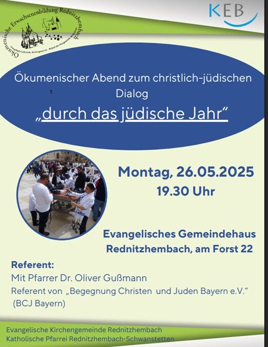 Herzliche Einladung zum Ökumenischen Abend zum christlich-jüdischen Dialog